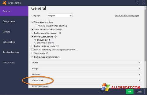 스크린 샷 Avast Windows XP