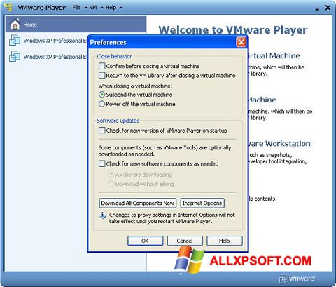 스크린 샷 VMware Player Windows XP