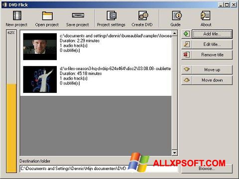 스크린 샷 DVD Flick Windows XP