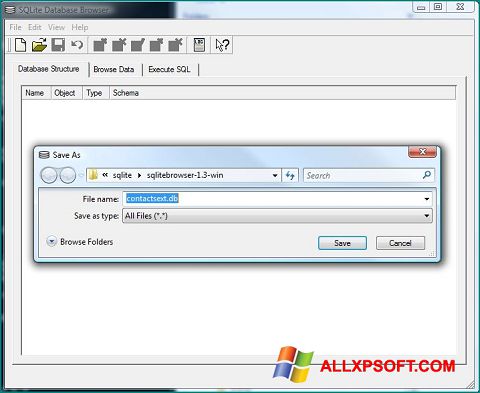 스크린 샷 SQLite Database Browser Windows XP