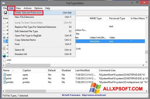 스크린 샷 Unassociate File Types Windows XP