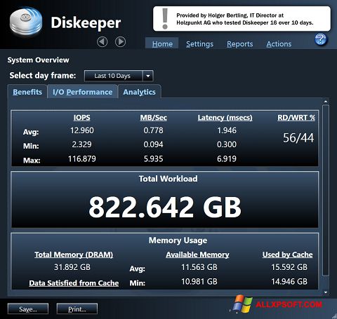 스크린 샷 Diskeeper Windows XP