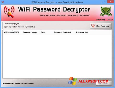 스크린 샷 WiFi Password Decryptor Windows XP