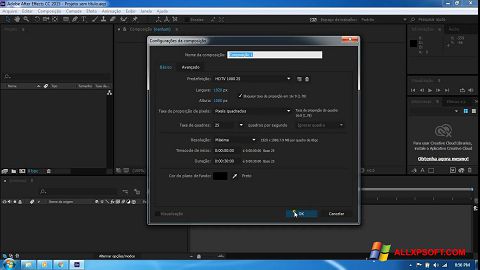 스크린 샷 Adobe After Effects CC Windows XP