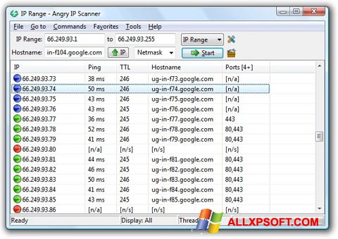 스크린 샷 Angry IP Scanner Windows XP