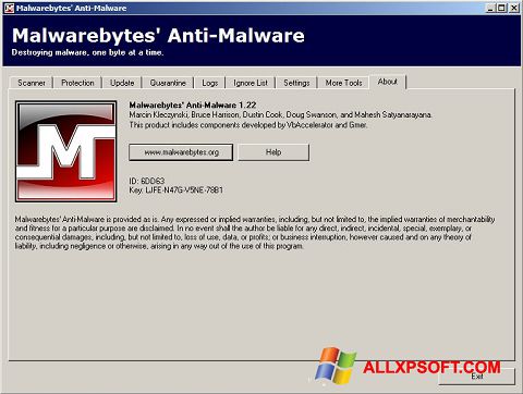 스크린 샷 Malwarebytes Anti-Malware Free Windows XP