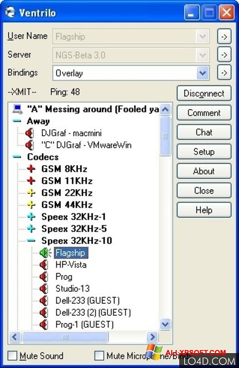 스크린 샷 Ventrilo Windows XP