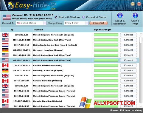 스크린 샷 Hide IP Easy Windows XP