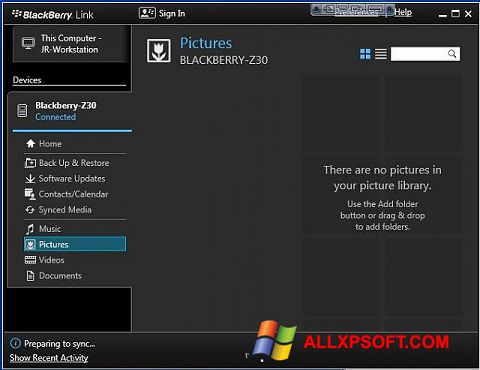 스크린 샷 BlackBerry Link Windows XP