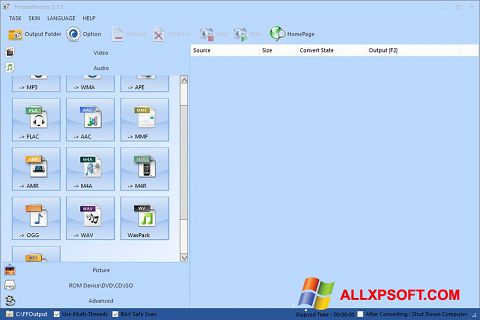 스크린 샷 Format Factory Windows XP