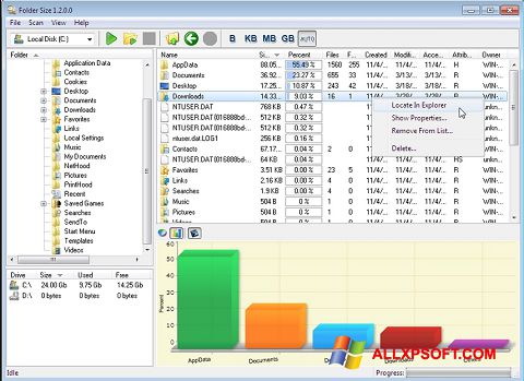 스크린 샷 Folder Size Windows XP