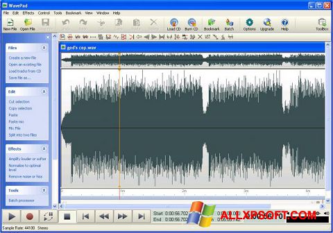 스크린 샷 WavePad Sound Editor Windows XP