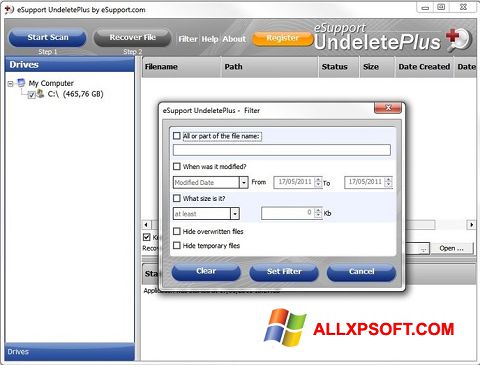 스크린 샷 Undelete Plus Windows XP