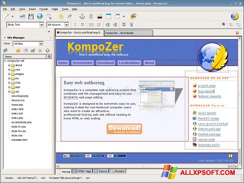 스크린 샷 KompoZer Windows XP