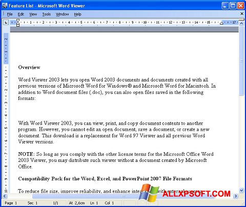 스크린 샷 Word Viewer Windows XP