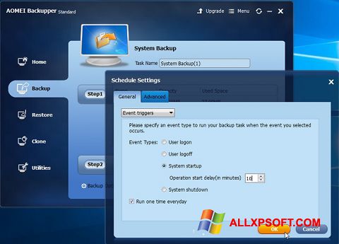 스크린 샷 AOMEI Backupper Windows XP
