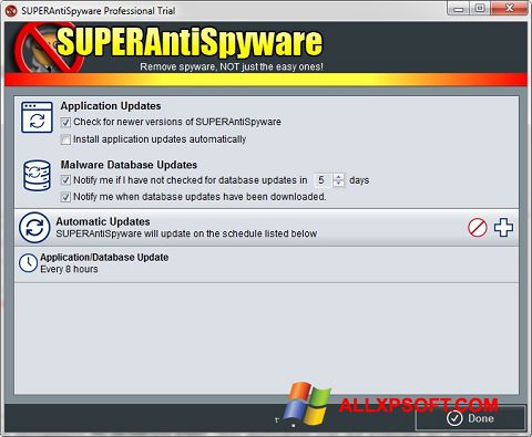 스크린 샷 SUPERAntiSpyware Windows XP