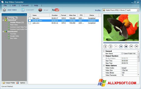 스크린 샷 Any Video Converter Windows XP