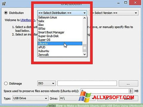 스크린 샷 UNetbootin Windows XP