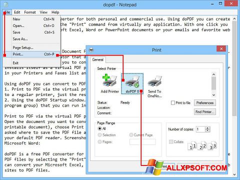 스크린 샷 doPDF Windows XP
