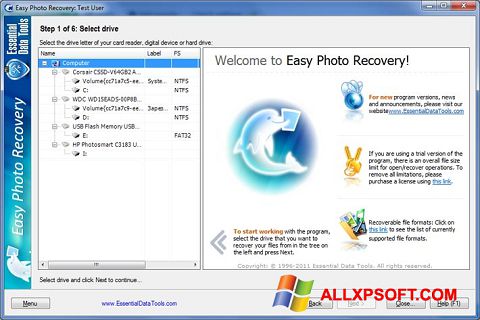스크린 샷 Easy Photo Recovery Windows XP