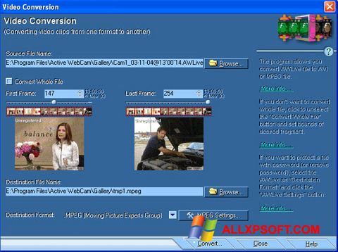 스크린 샷 Active WebCam Windows XP