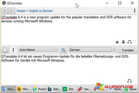 스크린 샷 QTranslate Windows XP