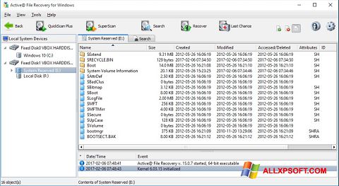 스크린 샷 Active File Recovery Windows XP