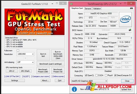 스크린 샷 FurMark Windows XP