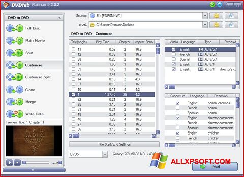 스크린 샷 DVDFab Windows XP