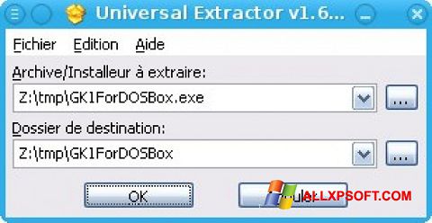 스크린 샷 Universal Extractor Windows XP