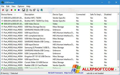 스크린 샷 USBDeview Windows XP