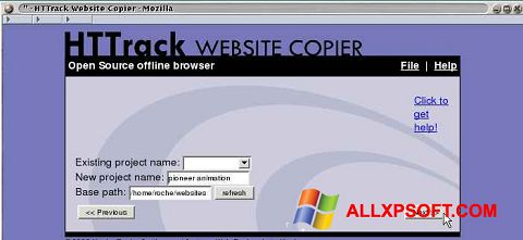 스크린 샷 HTTrack Website Copier Windows XP