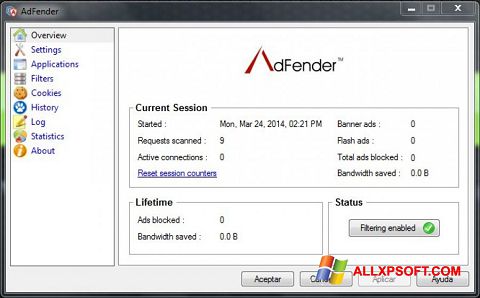 스크린 샷 AdFender Windows XP