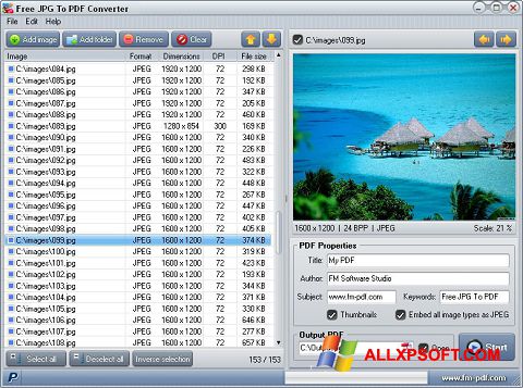 스크린 샷 JPG to PDF Converter Windows XP