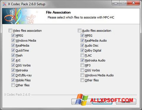 스크린 샷 X Codec Pack Windows XP