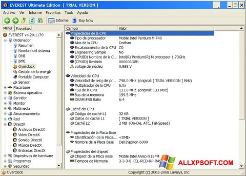 스크린 샷 EVEREST Ultimate Edition Windows XP