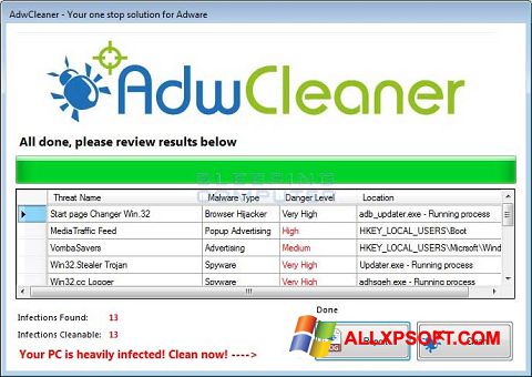 스크린 샷 AdwCleaner Windows XP