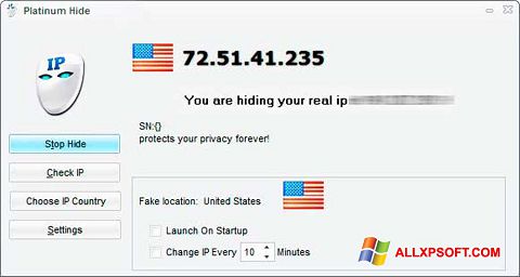 스크린 샷 Hide IP Platinum Windows XP