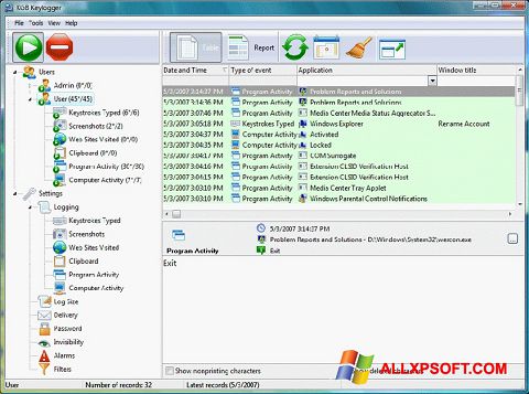 스크린 샷 Keylogger Windows XP