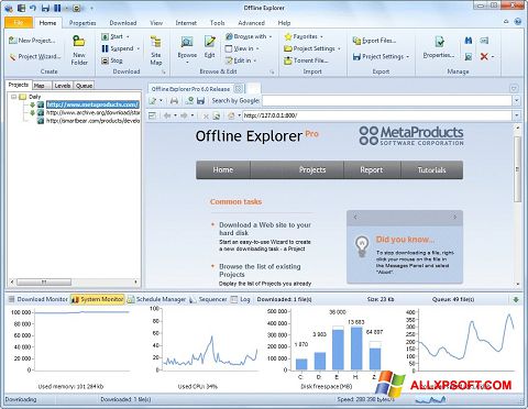 스크린 샷 Offline Explorer Windows XP