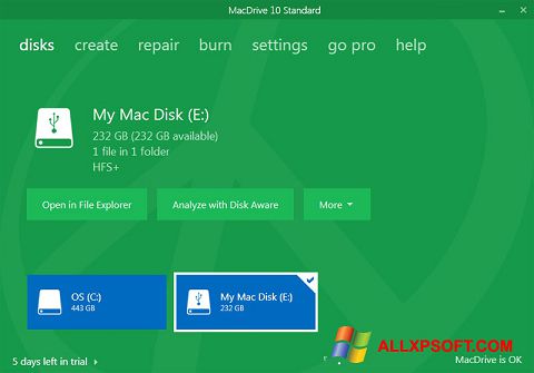 스크린 샷 MacDrive Windows XP