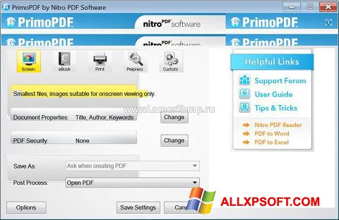스크린 샷 PrimoPDF Windows XP