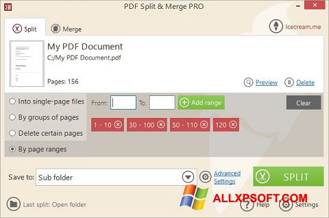 스크린 샷 PDF Split and Merge Windows XP