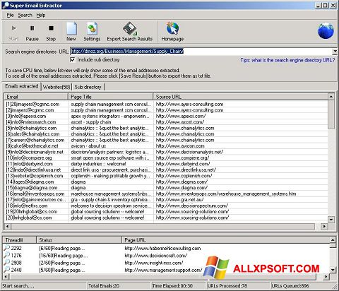 스크린 샷 eMail Extractor Windows XP