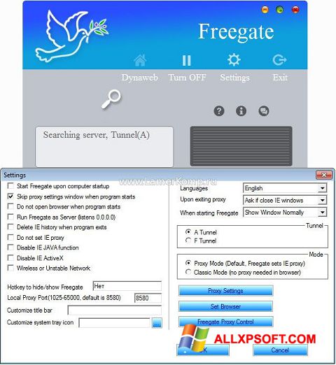 스크린 샷 Freegate Windows XP