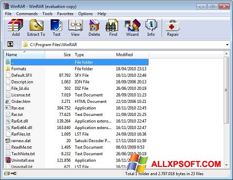 스크린 샷 WinRAR Windows XP