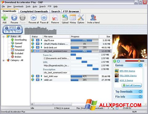 스크린 샷 Download Accelerator Plus Windows XP