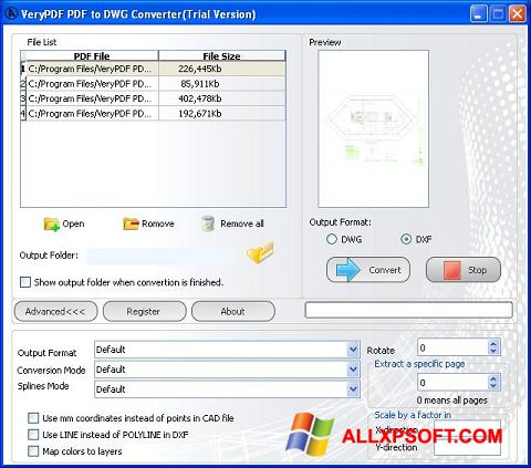 스크린 샷 PDF to DWG Converter Windows XP