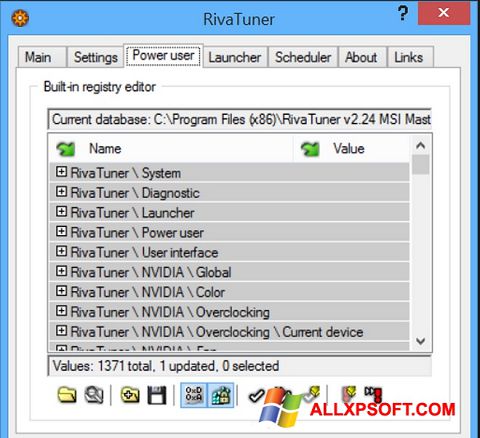 스크린 샷 RivaTuner Windows XP